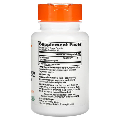Image of Nattokinase (2,000 FU) 90caps supplement facts